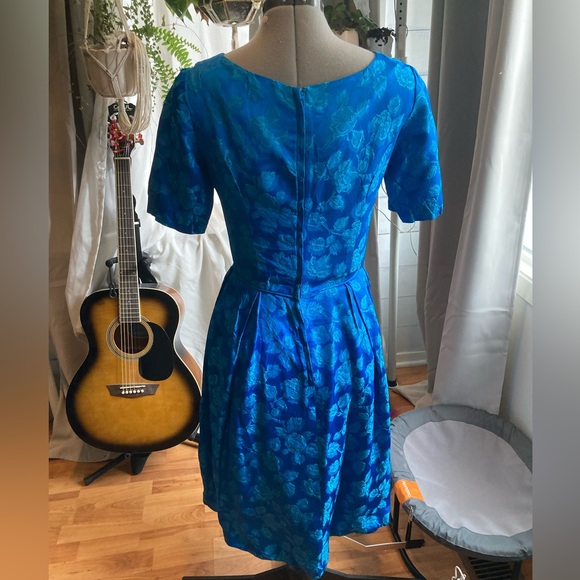 60s Vintage Silk Brocade Dress - Picture 2 of 5